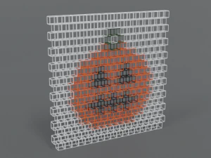low poly cartoon pumpkin brick wall 3D Model