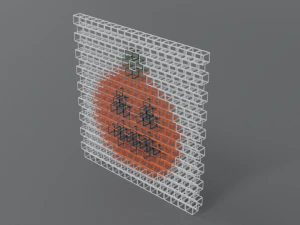 low poly cartoon pumpkin brick wall 3D Model