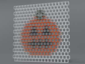 low poly cartoon pumpkin brick wall Modèle 3D