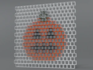 low poly cartoon pumpkin brick wall 3D Model