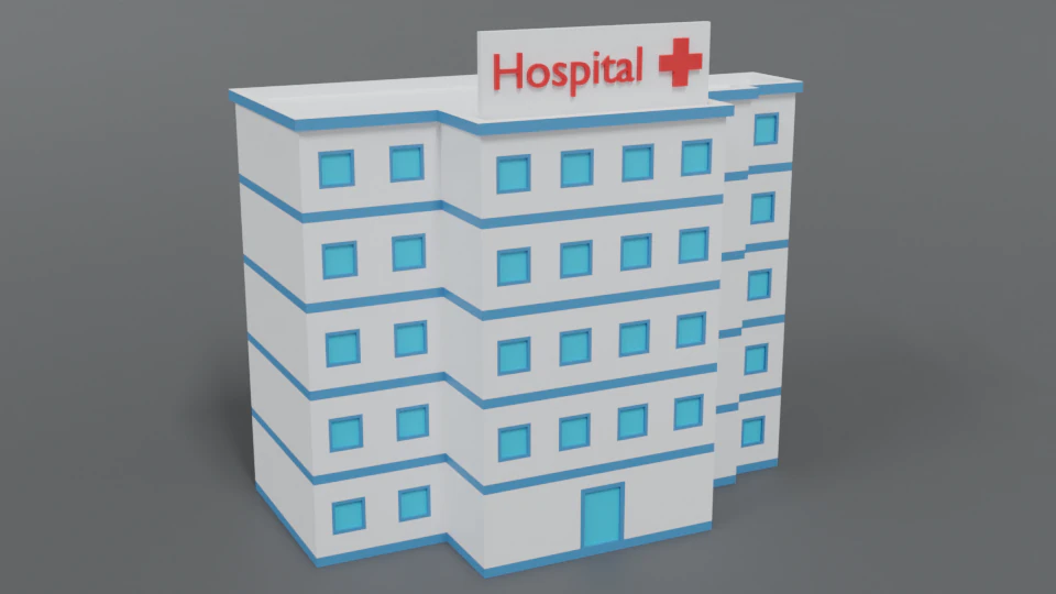 low poly cartoon hospital 3D Model .c4d .max .obj .3ds .fbx .stl .blend