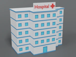 low poly cartoon hospital 3D Model