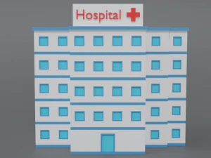 low poly cartoon hospital 3D Model