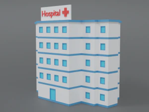 low poly cartoon hospital 3D Model
