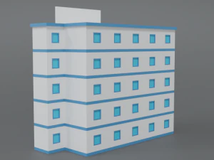 low poly cartoon hospital 3D Model