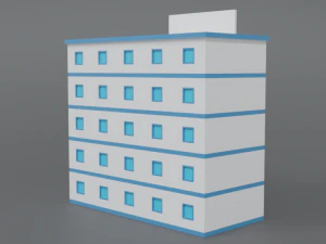 low poly cartoon hospital 3D Model