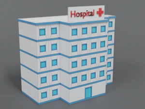 low poly cartoon hospital 3D Model