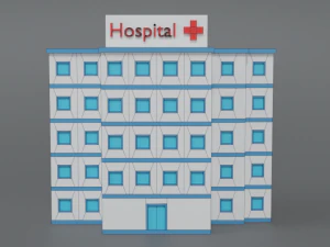 low poly cartoon hospital 3D Model