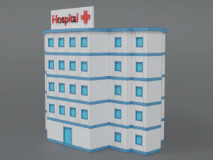 low poly cartoon hospital 3D Model