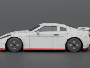 low poly cartoon sports car 3D Model