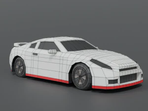 low poly cartoon sports car 3D Model