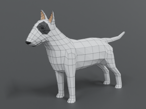 low poly cartoon bull terrier 3D Модель