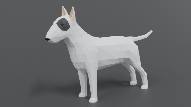 low poly cartoon bull terrier 3D Модель .c4d .max .obj .3ds .fbx .stl .blend 