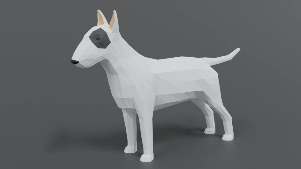 low poly cartoon bull terrier 3D Model .c4d .max .obj .3ds .fbx .stl .blend 