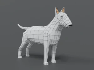 low poly cartoon bull terrier 3D Model