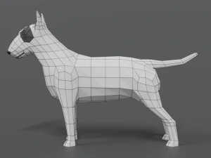 low poly cartoon bull terrier 3D Model
