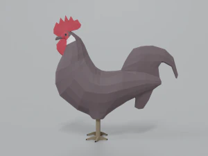 gallo dei cartoni animati low poly Modello 3D