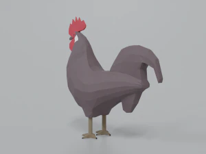 gallo dei cartoni animati low poly Modello 3D
