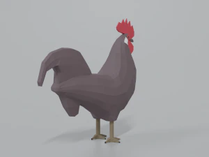 gallo dei cartoni animati low poly Modello 3D