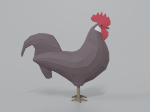 low poly cartoon rooster 3D Модель
