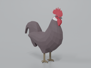low poly cartoon rooster 3D Модель