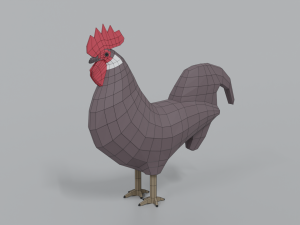 low poly cartoon rooster 3D Модель
