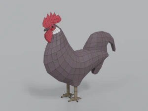 gallo dei cartoni animati low poly Modello 3D