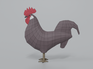 low poly cartoon rooster 3D Модель