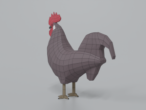 low poly cartoon rooster 3D Модель