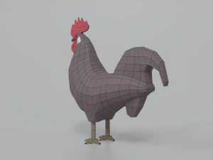 gallo dei cartoni animati low poly Modello 3D