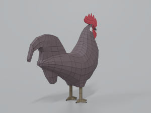 low poly cartoon rooster 3D Модель
