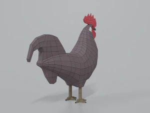 gallo dei cartoni animati low poly Modello 3D