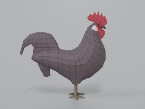 low poly cartoon rooster 3D Модель