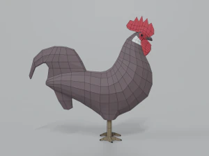 gallo dei cartoni animati low poly Modello 3D