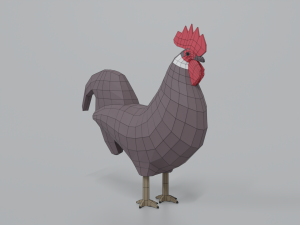low poly cartoon rooster 3D Модель