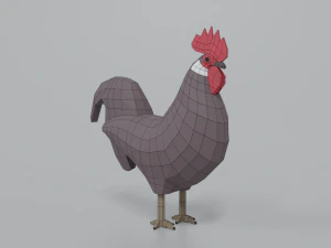 gallo dei cartoni animati low poly Modello 3D