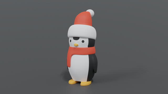cartoon christmas penguin 3D Model .c4d .max .obj .3ds .fbx .stl .blend 