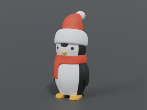 cartoon christmas penguin 3D Model