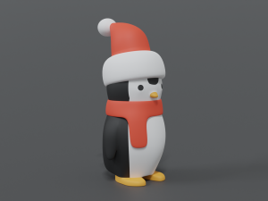 cartoon christmas penguin 3D Model