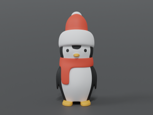 cartoon christmas penguin 3D Model