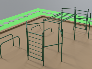 low poly cartoon calisthenics park scene 3D Model