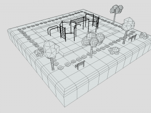 low poly cartoon calisthenics park scene 3D Model