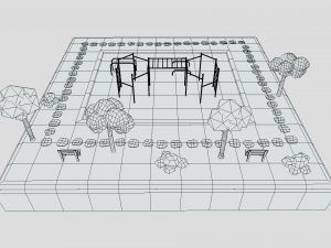 low poly cartoon calisthenics park scene 3D Model