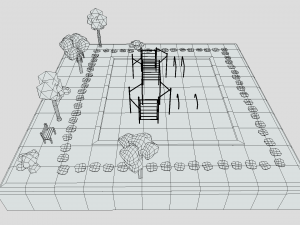 low poly cartoon calisthenics park scene 3D Model