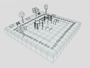 low poly cartoon calisthenics park scene 3D Model