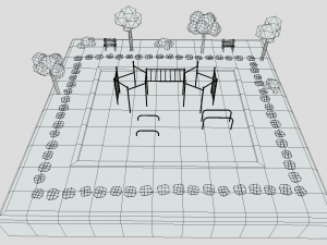 low poly cartoon calisthenics park scene 3D Model