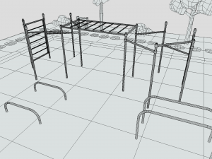 low poly cartoon calisthenics park scene 3D Model