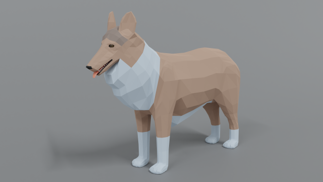 low poly cartoon rough collie dog 3Dモデル .c4d .max .obj .3ds .fbx .stl .blend