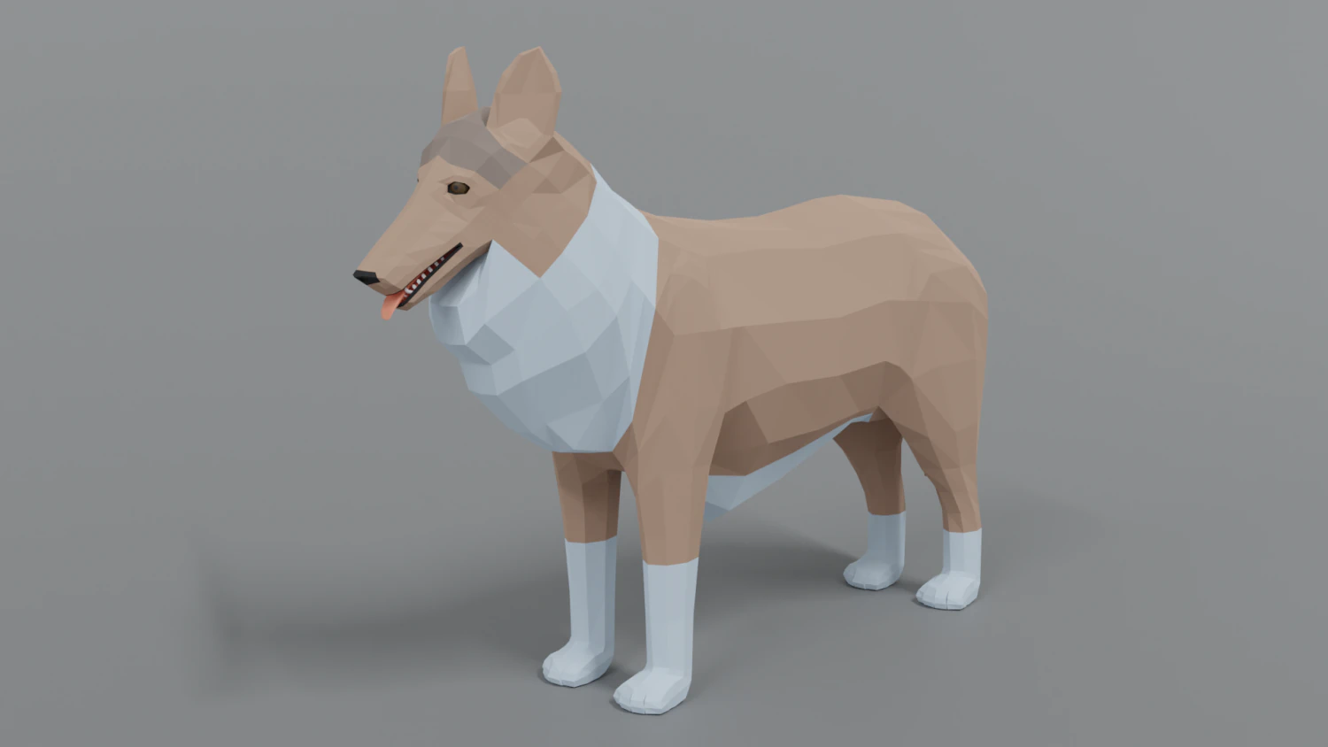 low poly cartoon rough collie dog 3D Model .c4d .max .obj .3ds .fbx .stl .blend