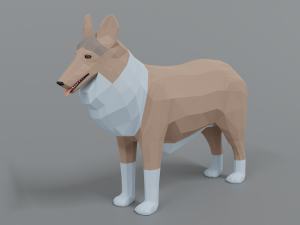 low poly cartoon rough collie dog Modelo 3D